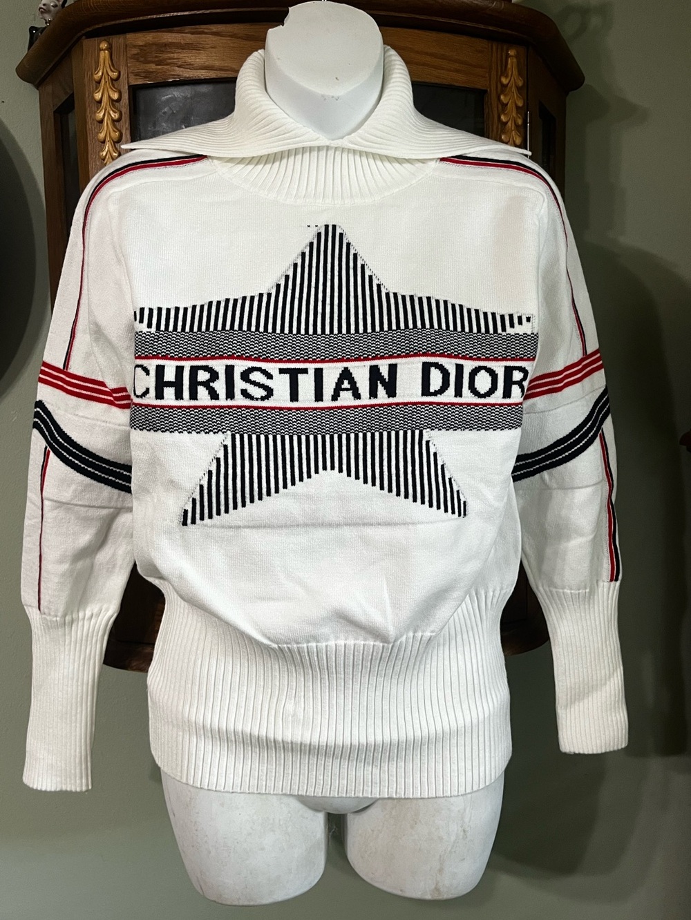 Christian. Dior. Alps Star Ski Mock Turtle Neck  Sweater Large